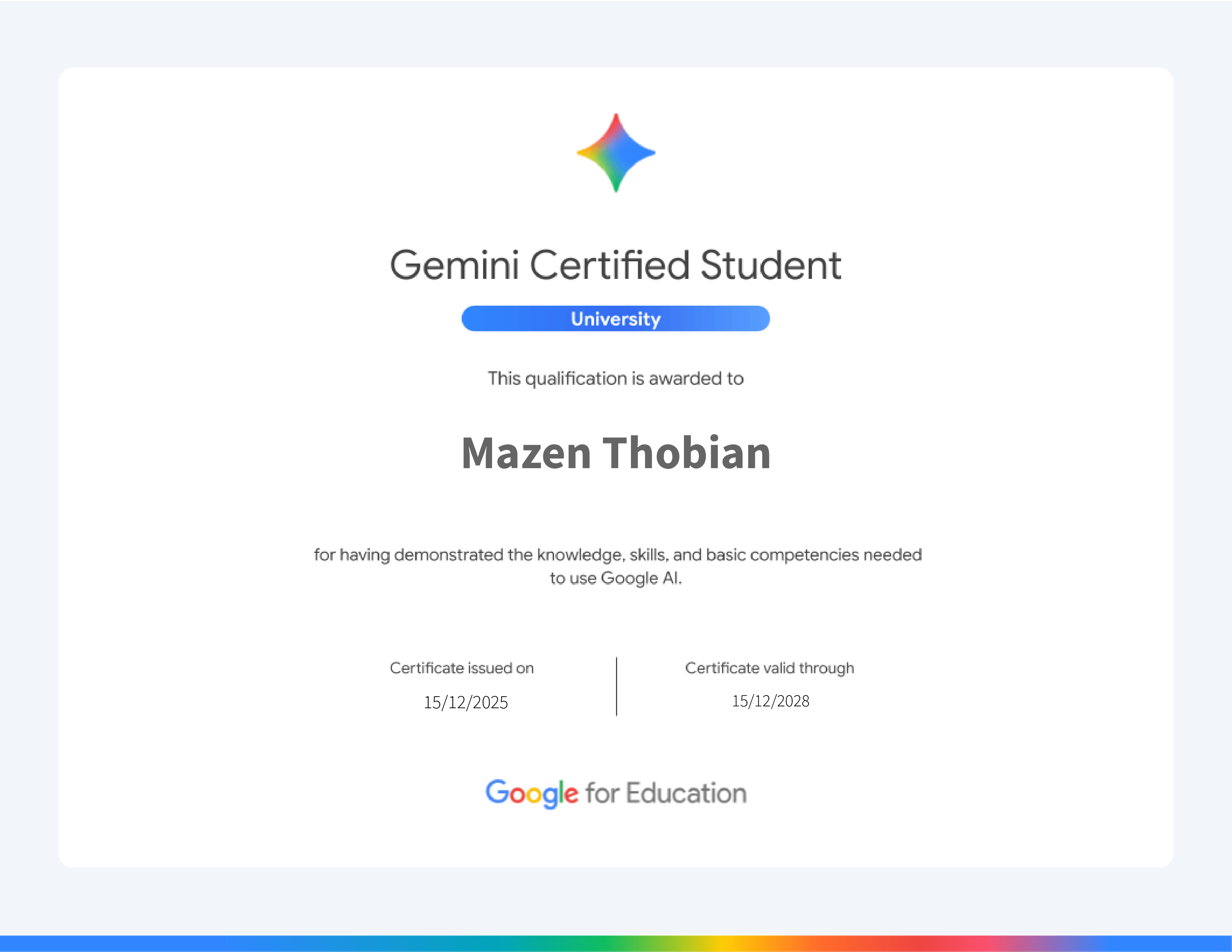 Gemini Certificate
